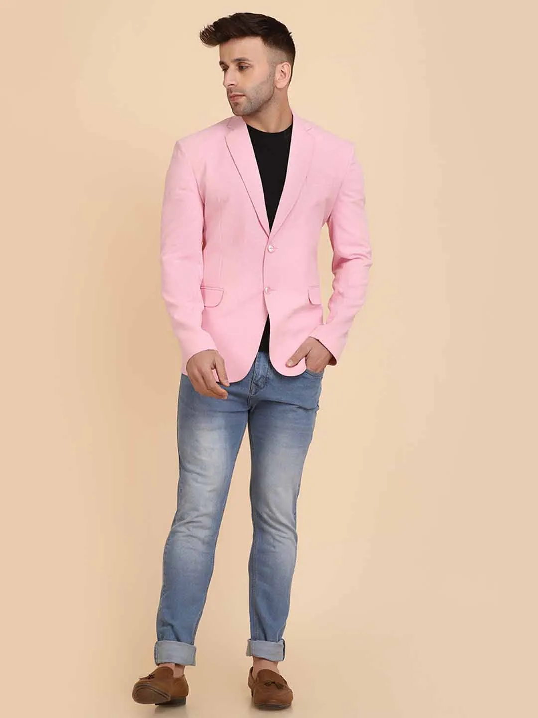 Pink Sold Single Breasted Casual Blazer