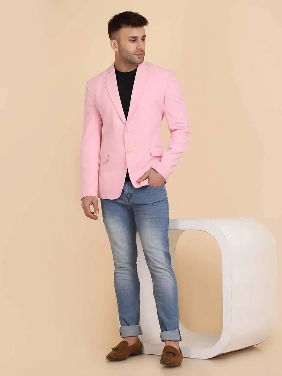 Pink Sold Single Breasted Casual Blazer