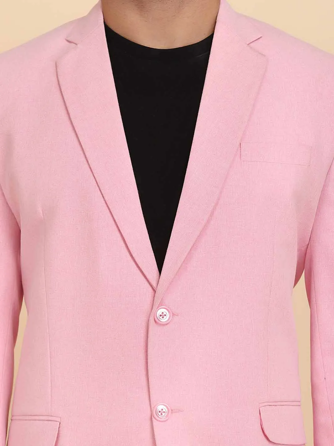Pink Sold Single Breasted Casual Blazer