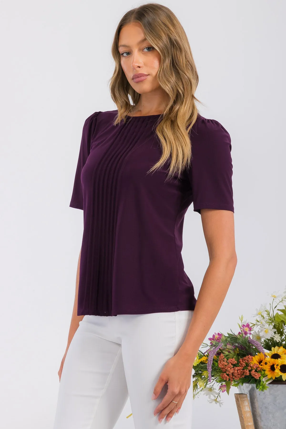 PINTUCK PUFF FASHION TEE TOP