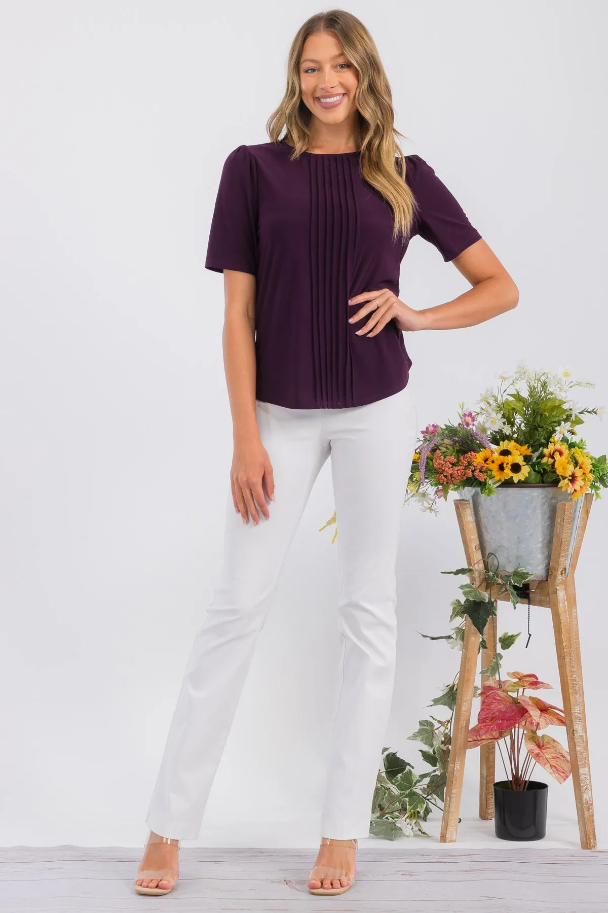 PINTUCK PUFF FASHION TEE TOP