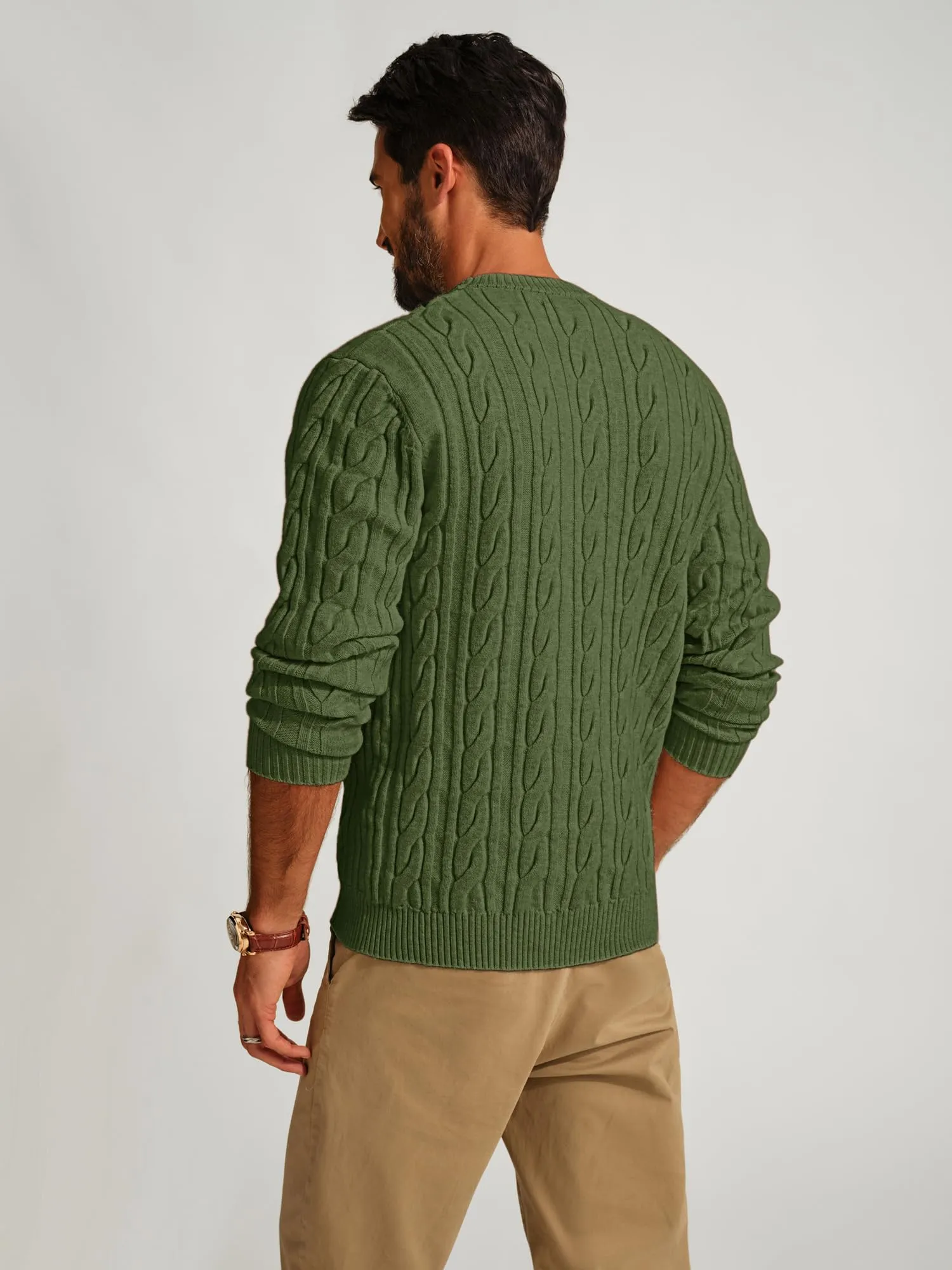 PJ PAUL JONES Mens Sweater Crewneck Cable Knit Pullover Sweater Casual Twist Textured Sweaters