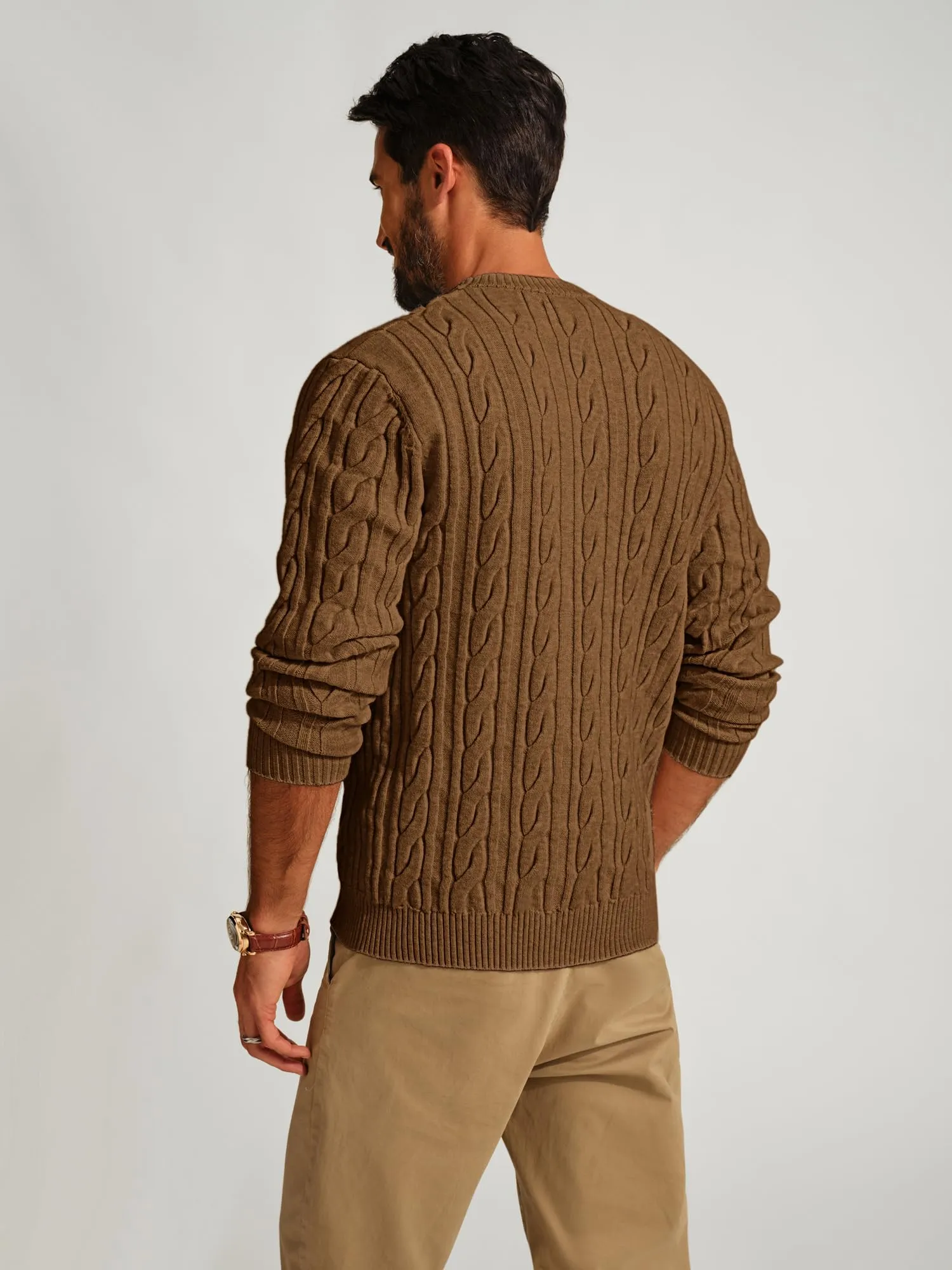 PJ PAUL JONES Mens Sweater Crewneck Cable Knit Pullover Sweater Casual Twist Textured Sweaters