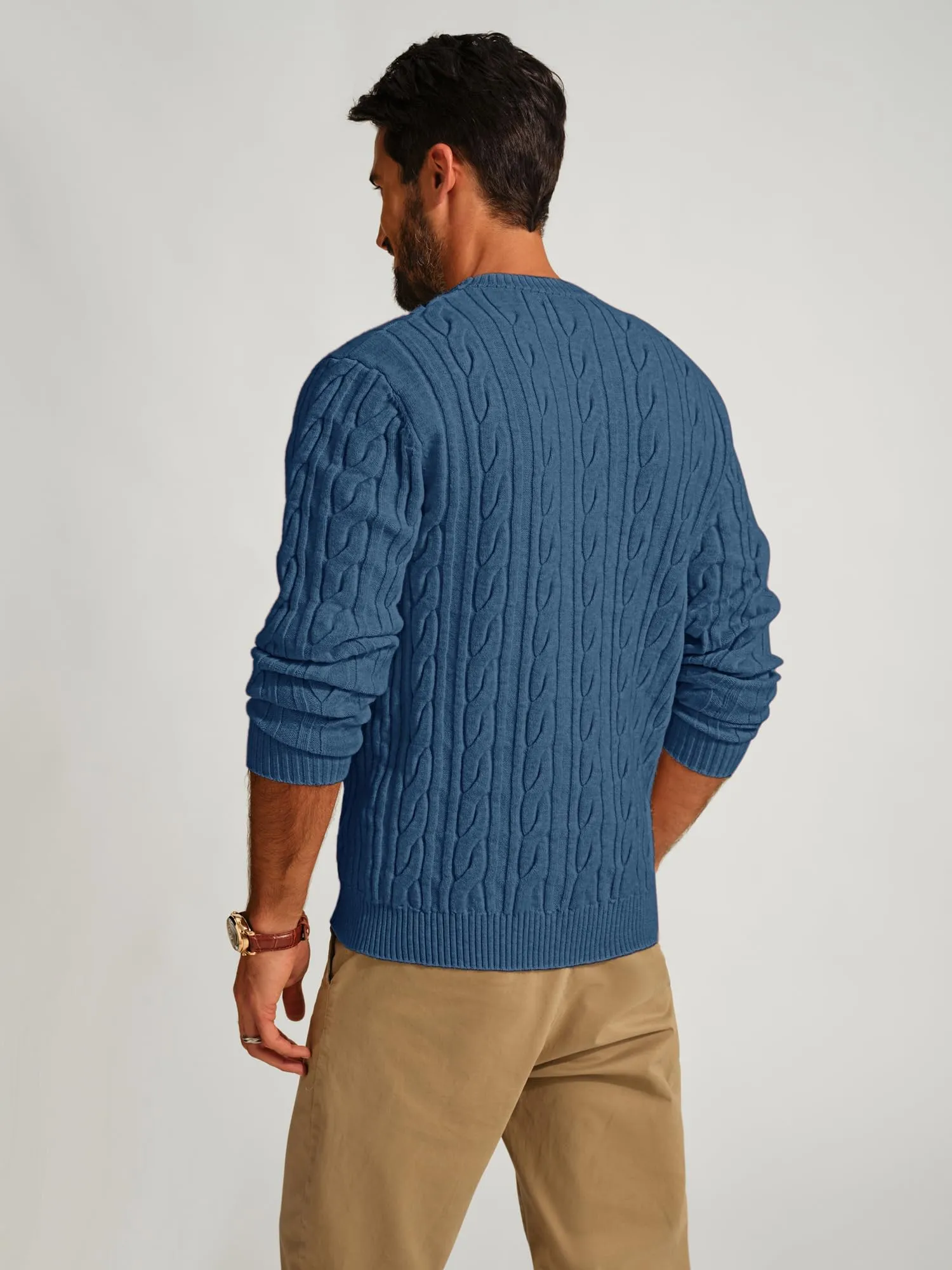 PJ PAUL JONES Mens Sweater Crewneck Cable Knit Pullover Sweater Casual Twist Textured Sweaters