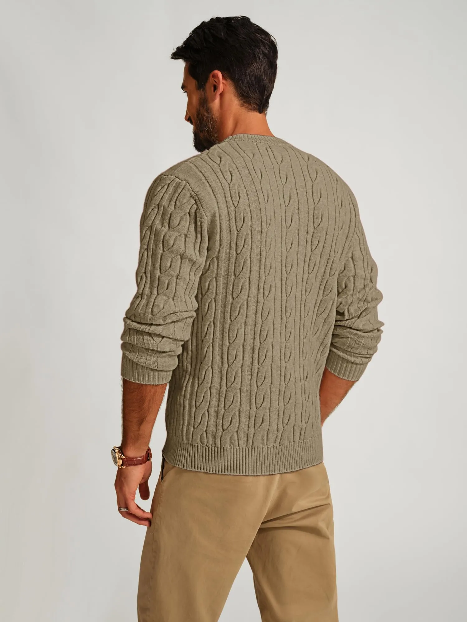 PJ PAUL JONES Mens Sweater Crewneck Cable Knit Pullover Sweater Casual Twist Textured Sweaters