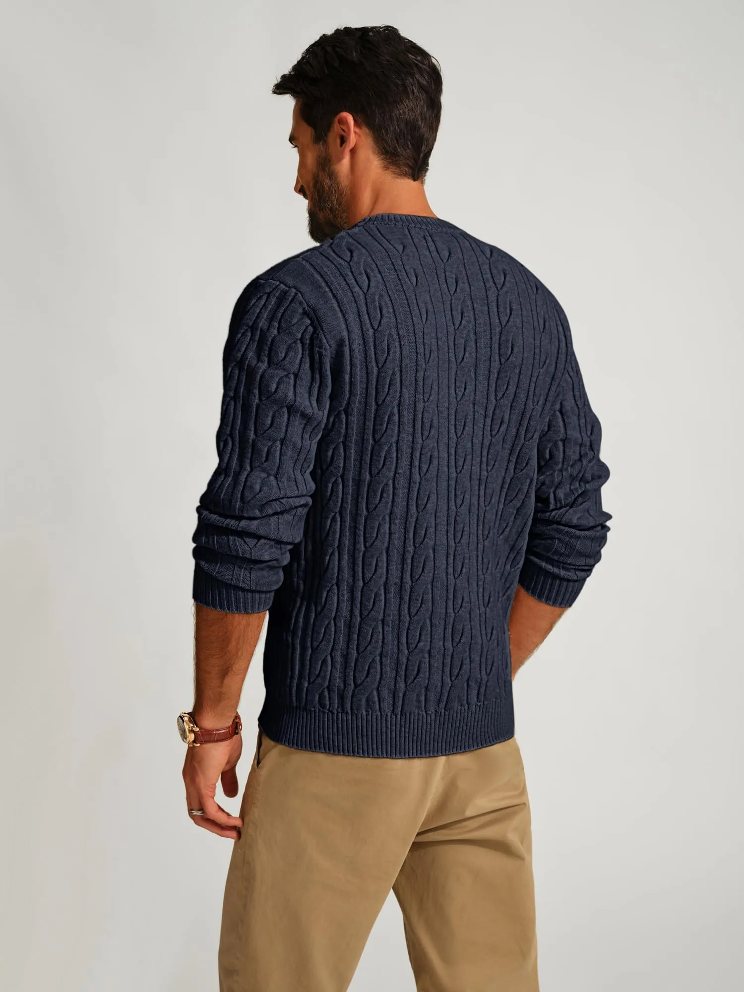 PJ PAUL JONES Mens Sweater Crewneck Cable Knit Pullover Sweater Casual Twist Textured Sweaters