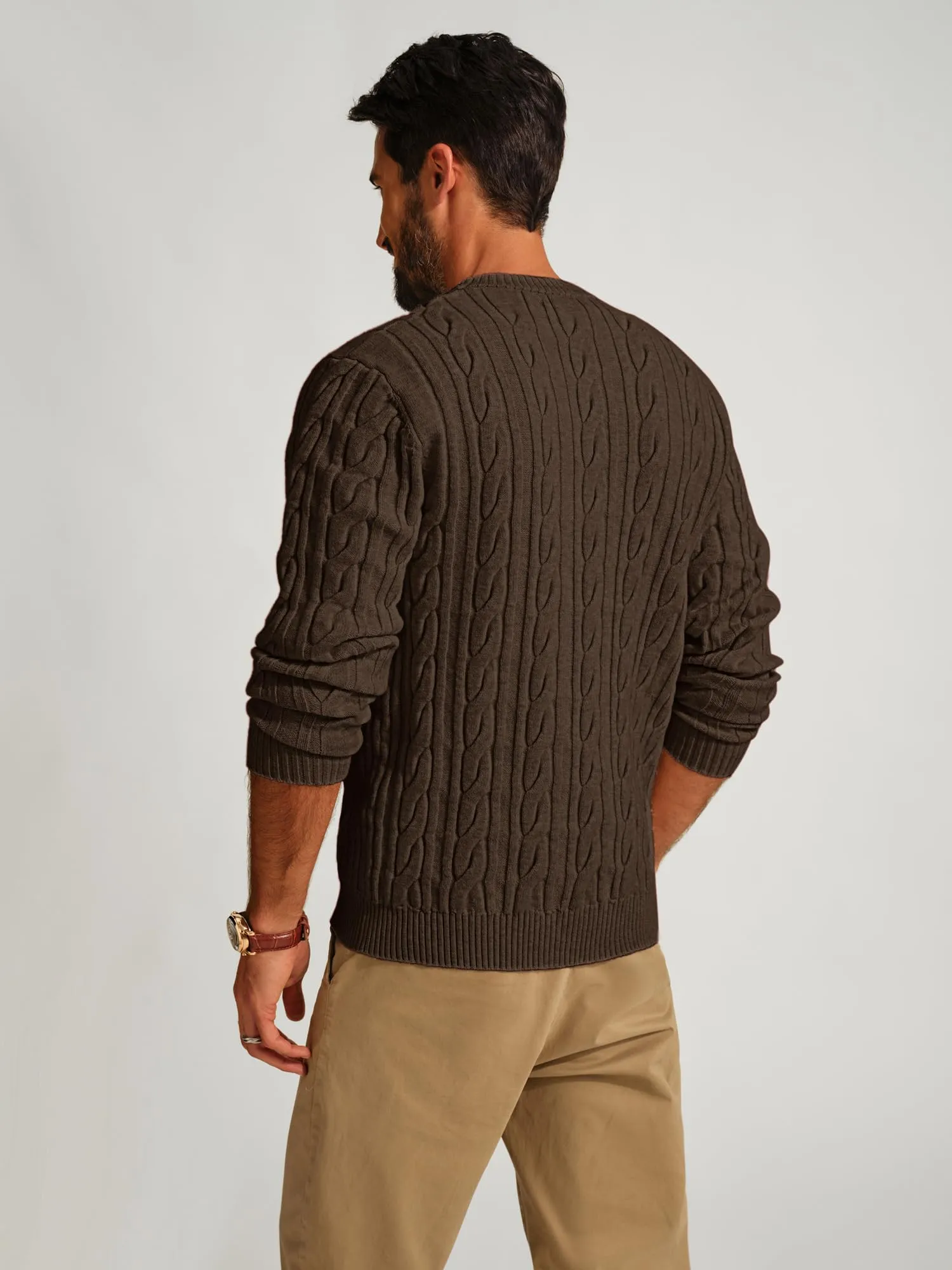 PJ PAUL JONES Mens Sweater Crewneck Cable Knit Pullover Sweater Casual Twist Textured Sweaters