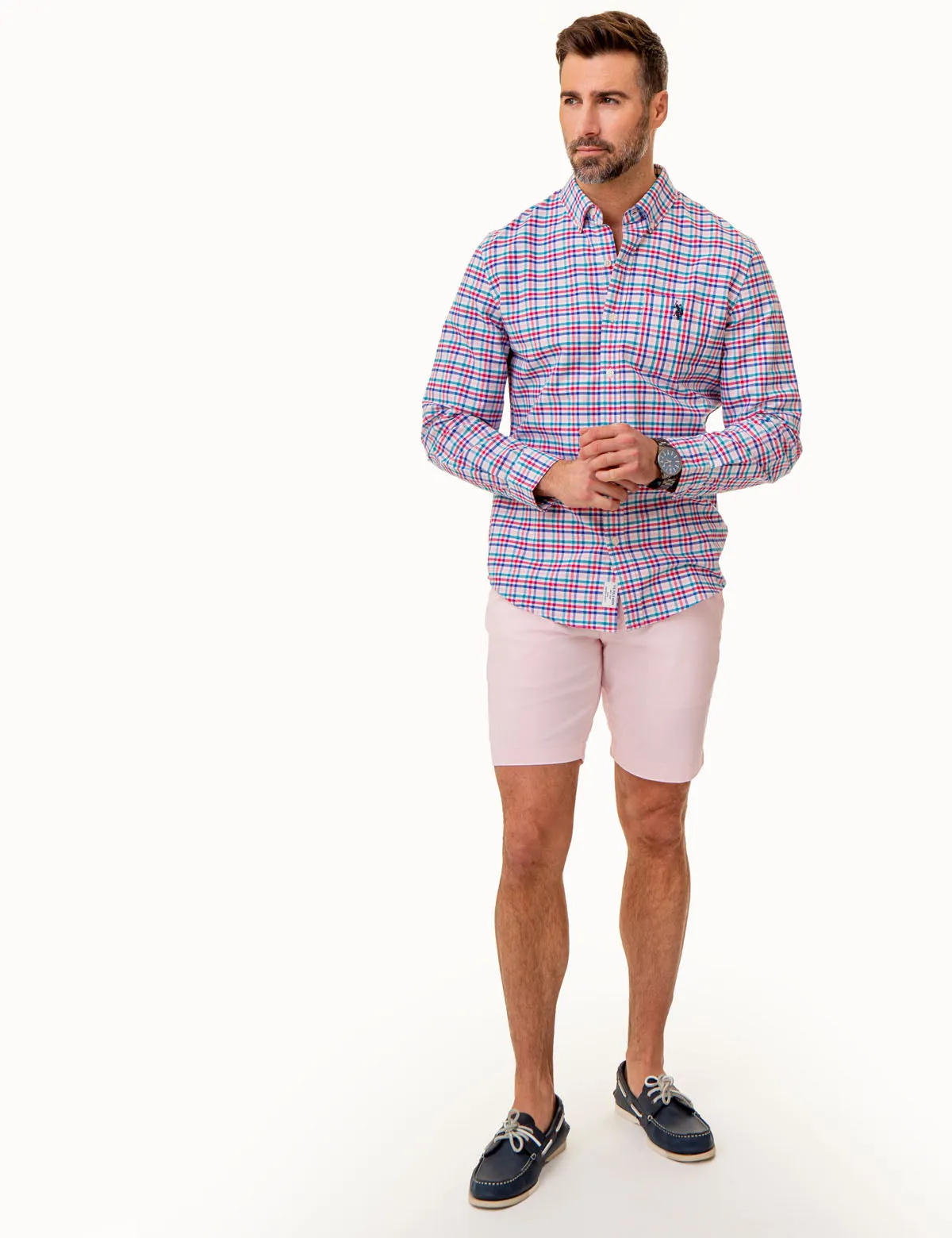 PLAID LONG SLEEVE OXFORD SHIRT