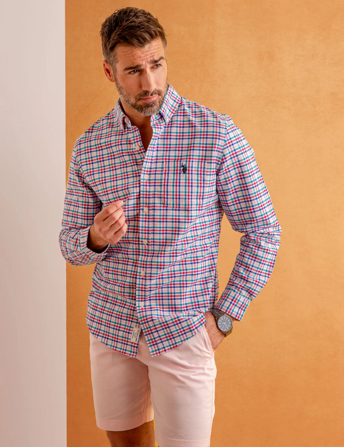 PLAID LONG SLEEVE OXFORD SHIRT