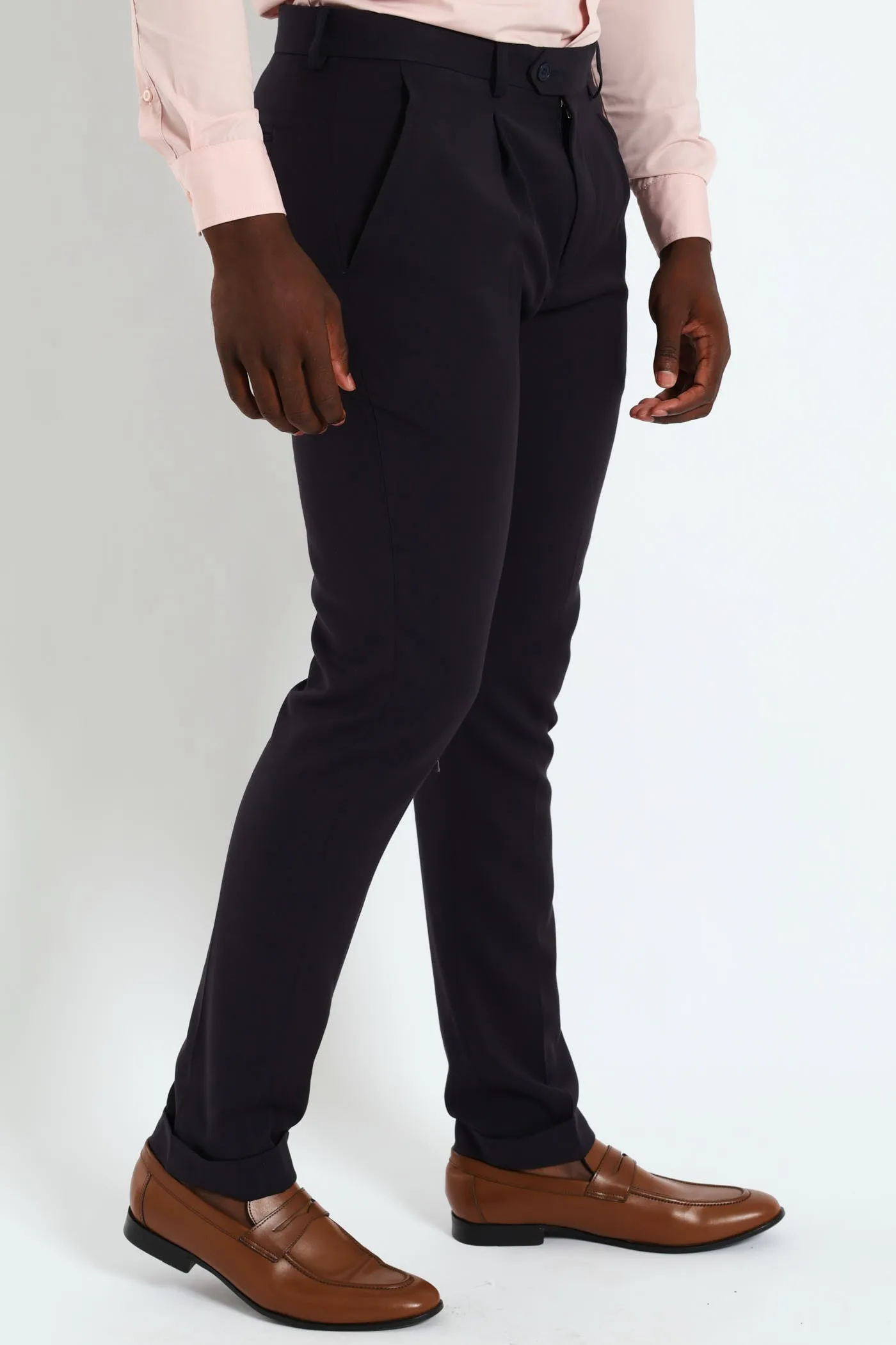Pleated Trouser - Navy