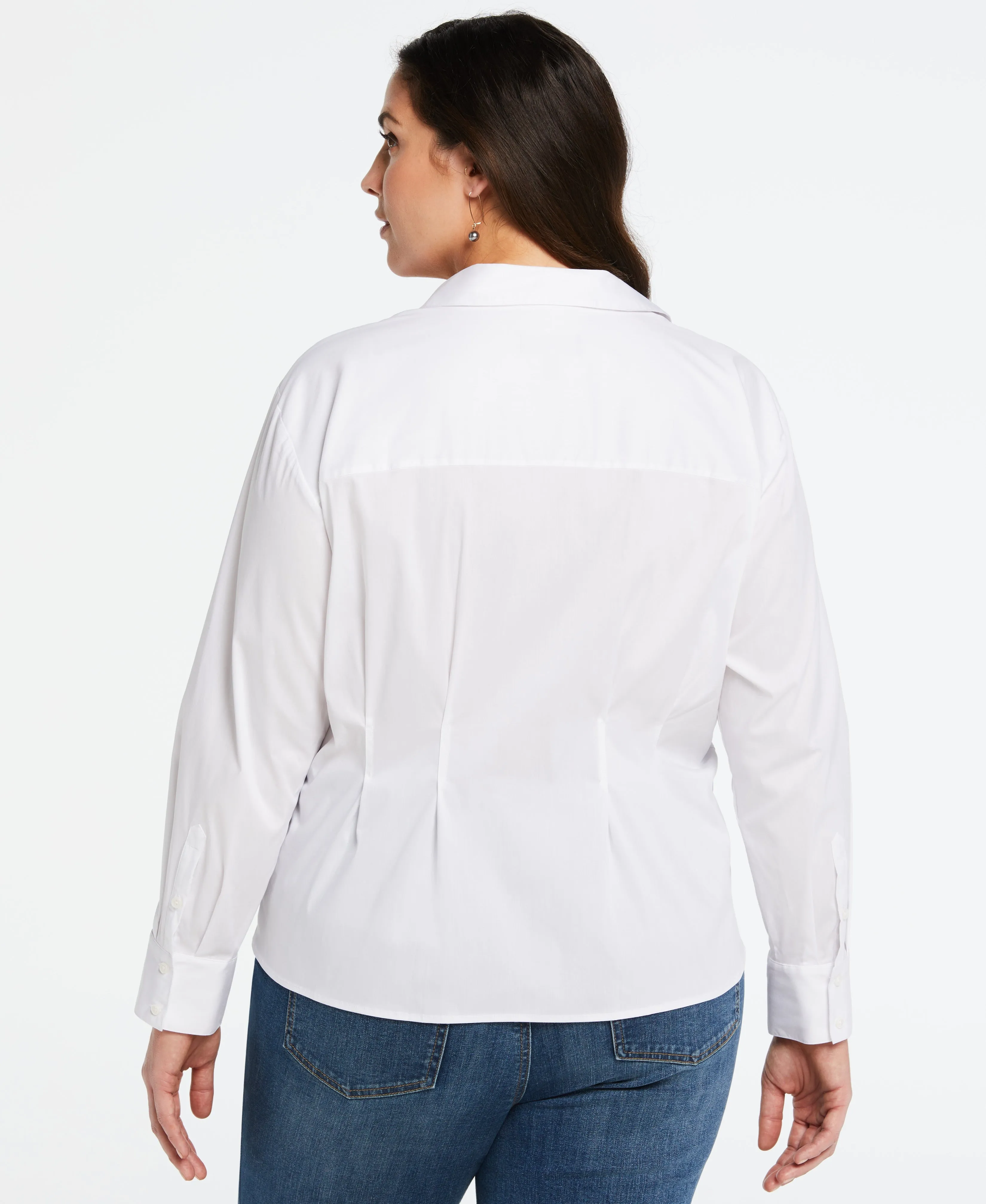 Plus Size Asymmetrical Wrap Button Up Top