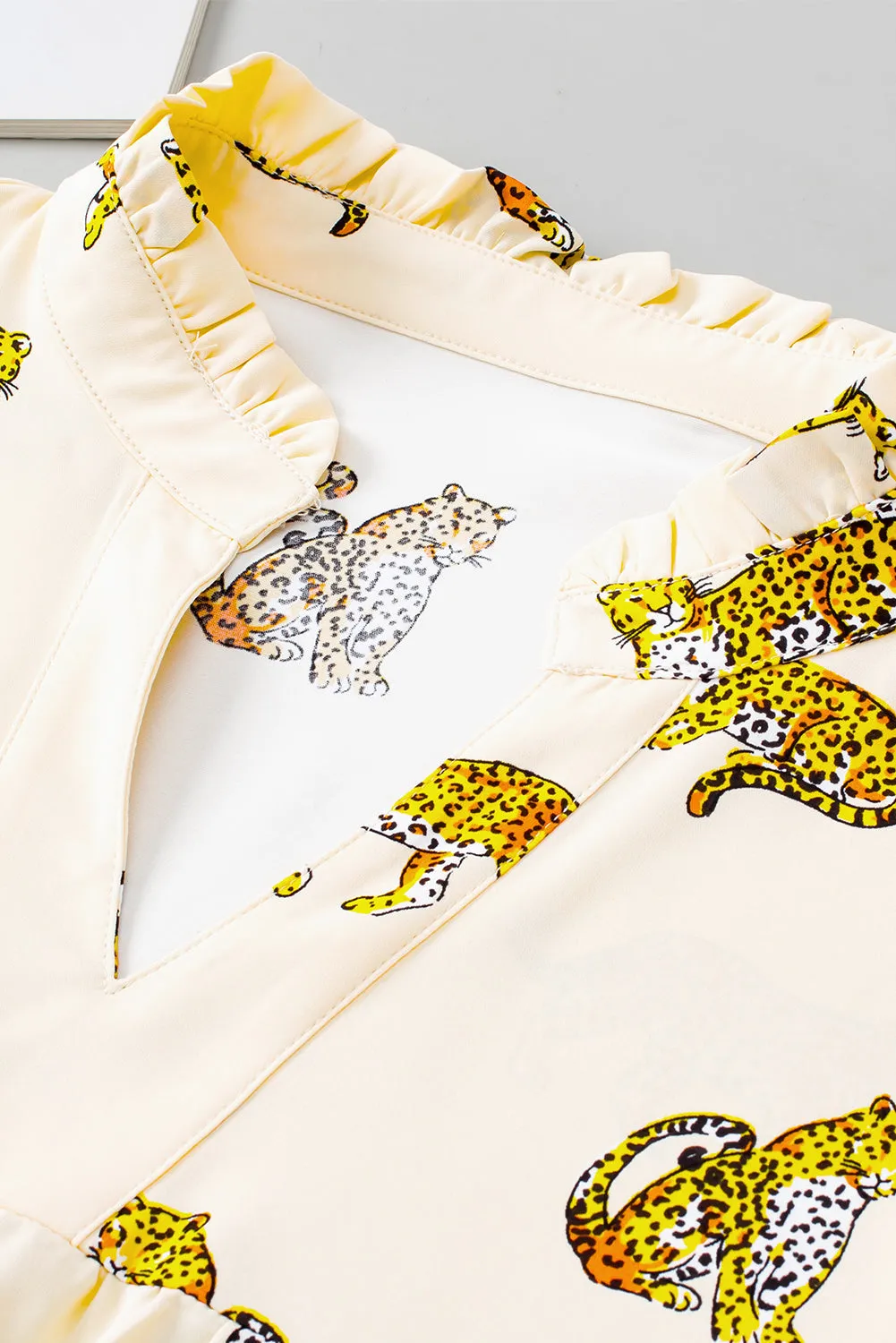 Plus Size Cheetah Puff Blouse