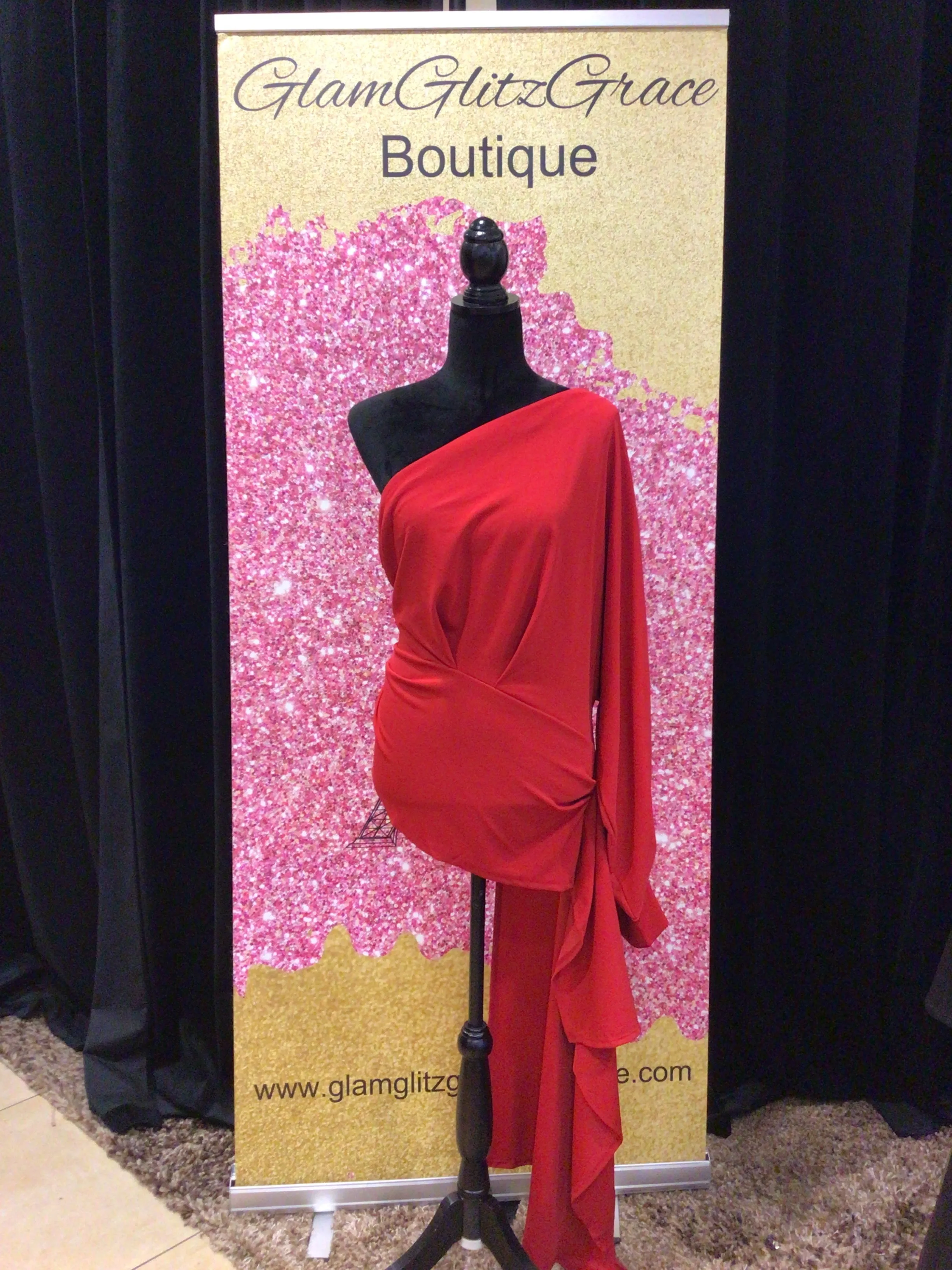 Plus Size Red One Shoulder Asymmetrical Top With Drape