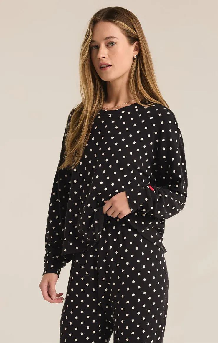 Polka Dot Brushed Knit Top