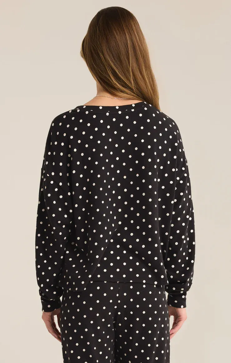 Polka Dot Brushed Knit Top