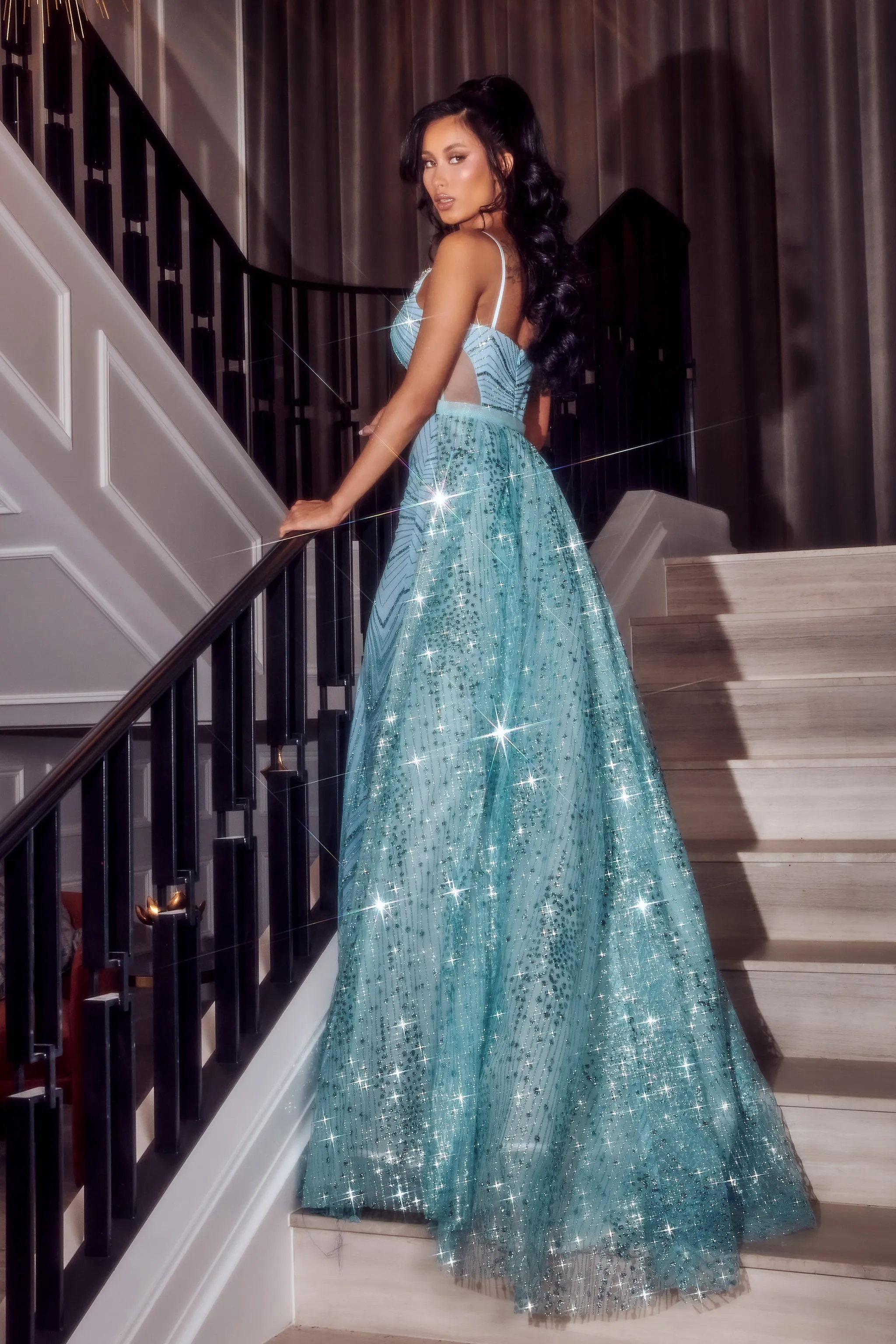 PORTIA & SCARLETT PS23352 Plunging Neck Cutout Gown
