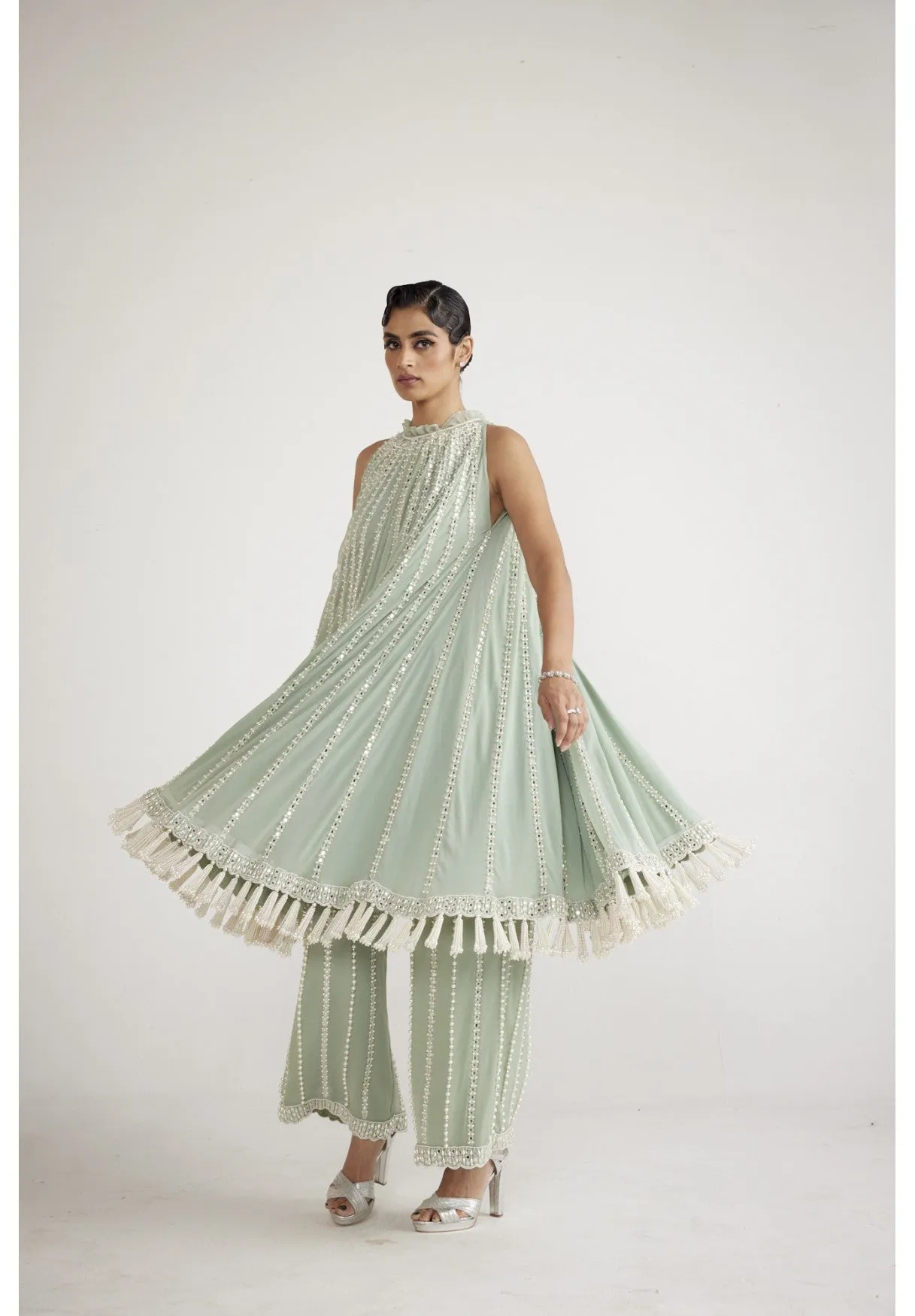 Powder Mint Green Chandelier Drop Kurta Set