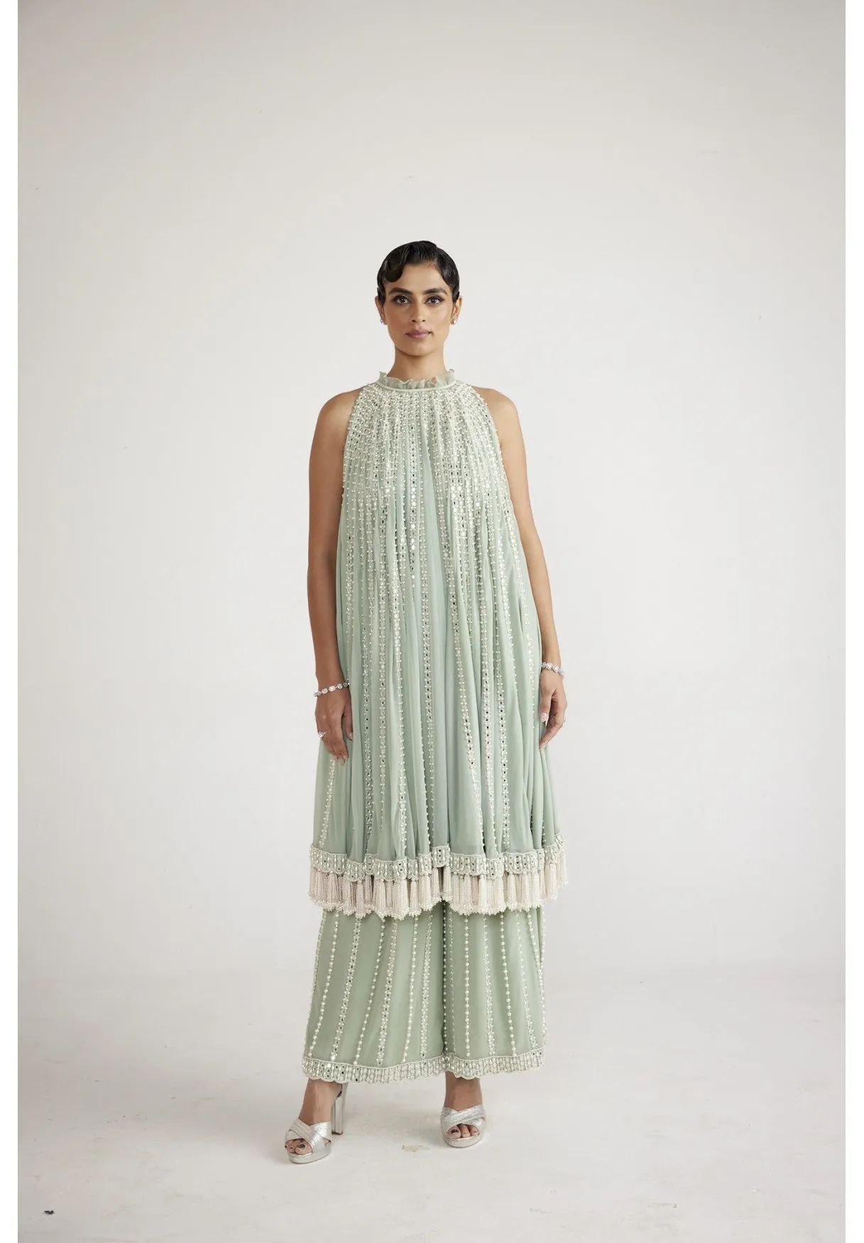 Powder Mint Green Chandelier Drop Kurta Set