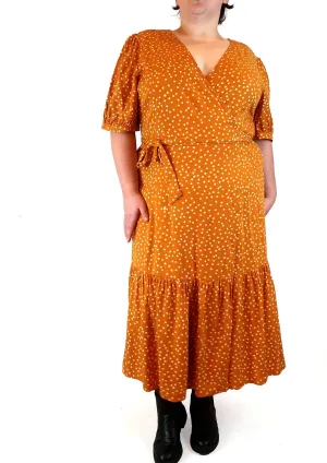 Princess Highway olivia spot wrap dress in gold size 20