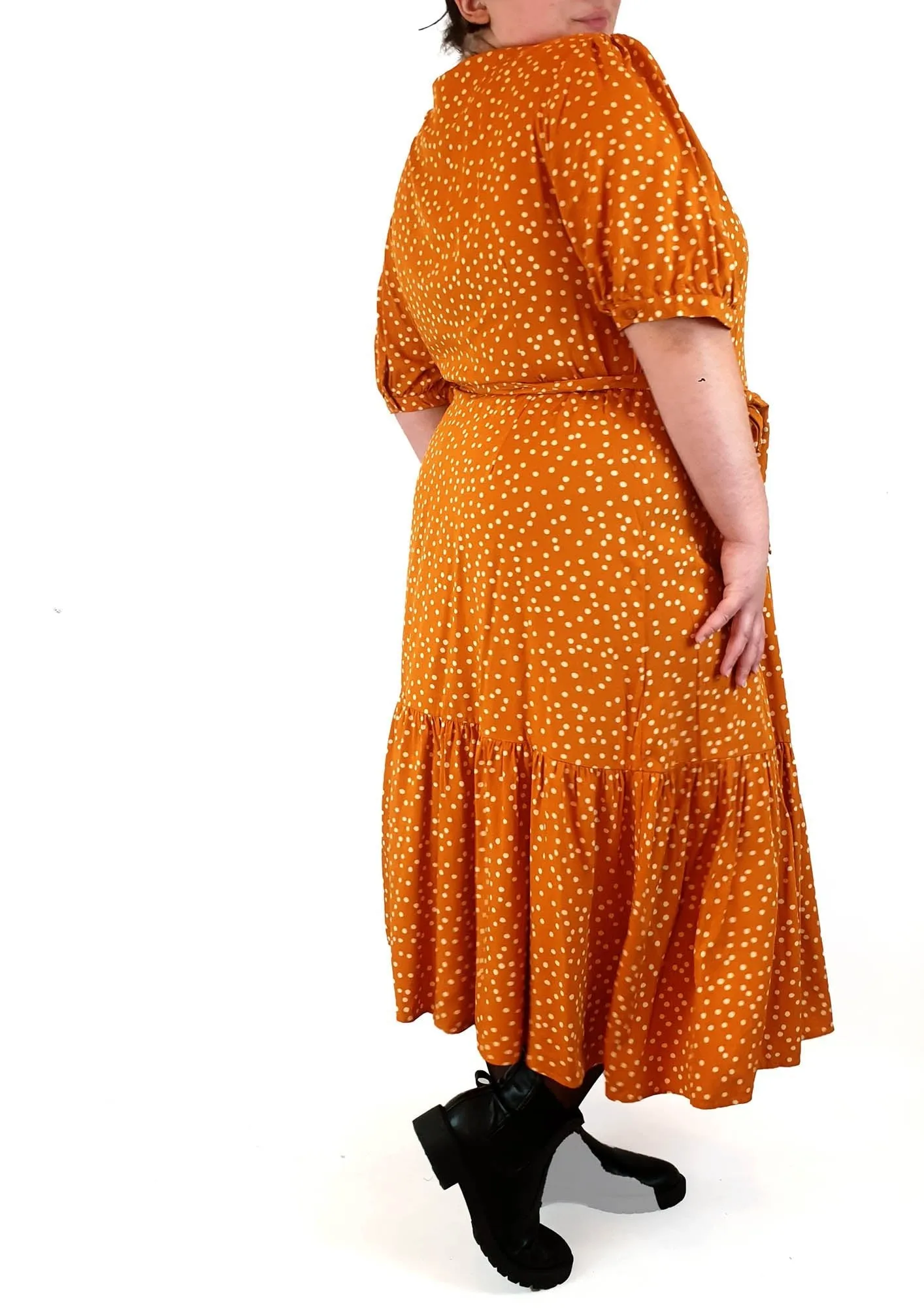 Princess Highway olivia spot wrap dress in gold size 20