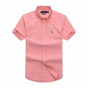 PRL Custom Fit Short Sleeve Button Down Oxford Shirt- Orange