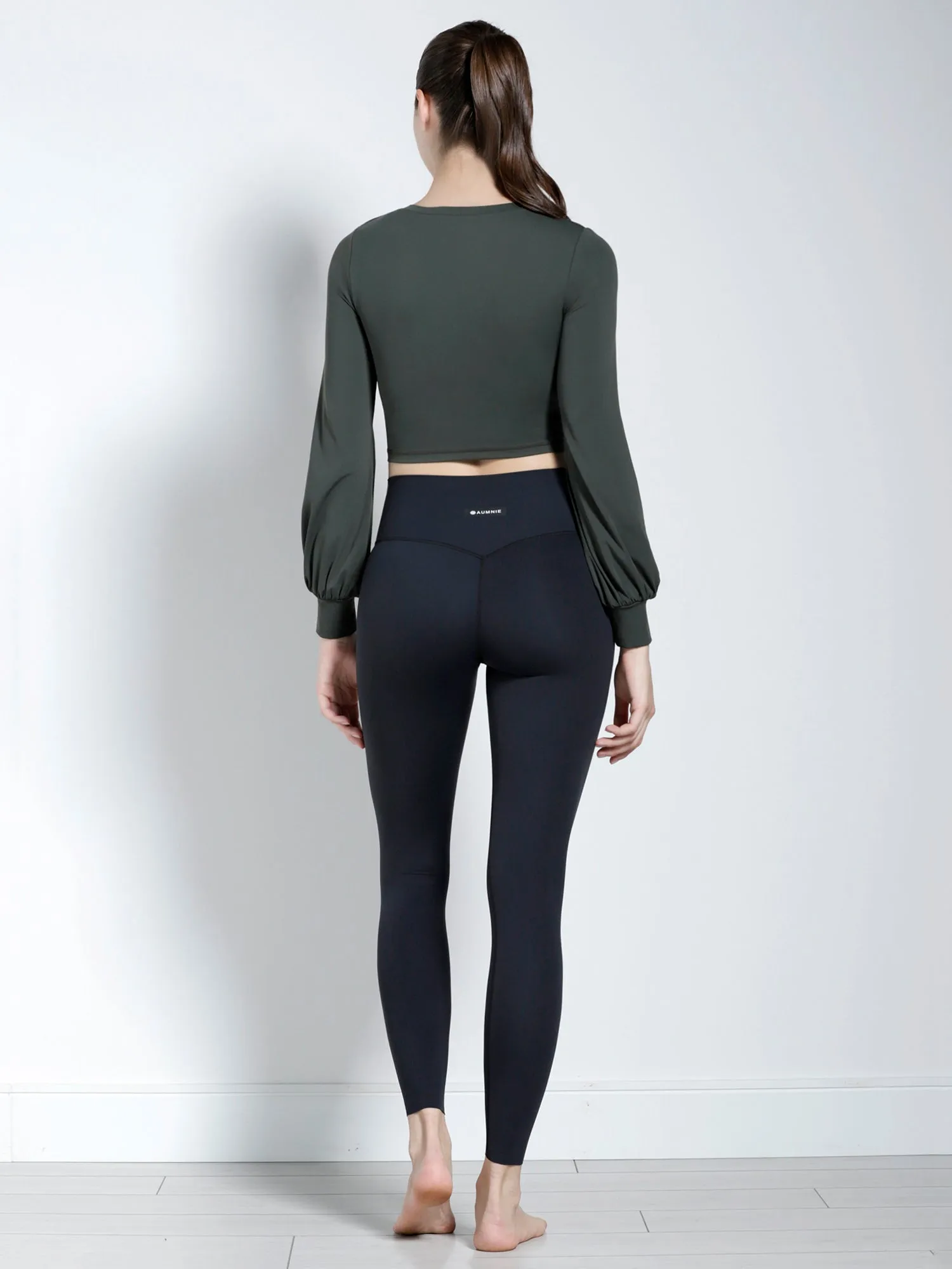 PUFF SLEEVE CROPPED TOP, DEEP FOREST