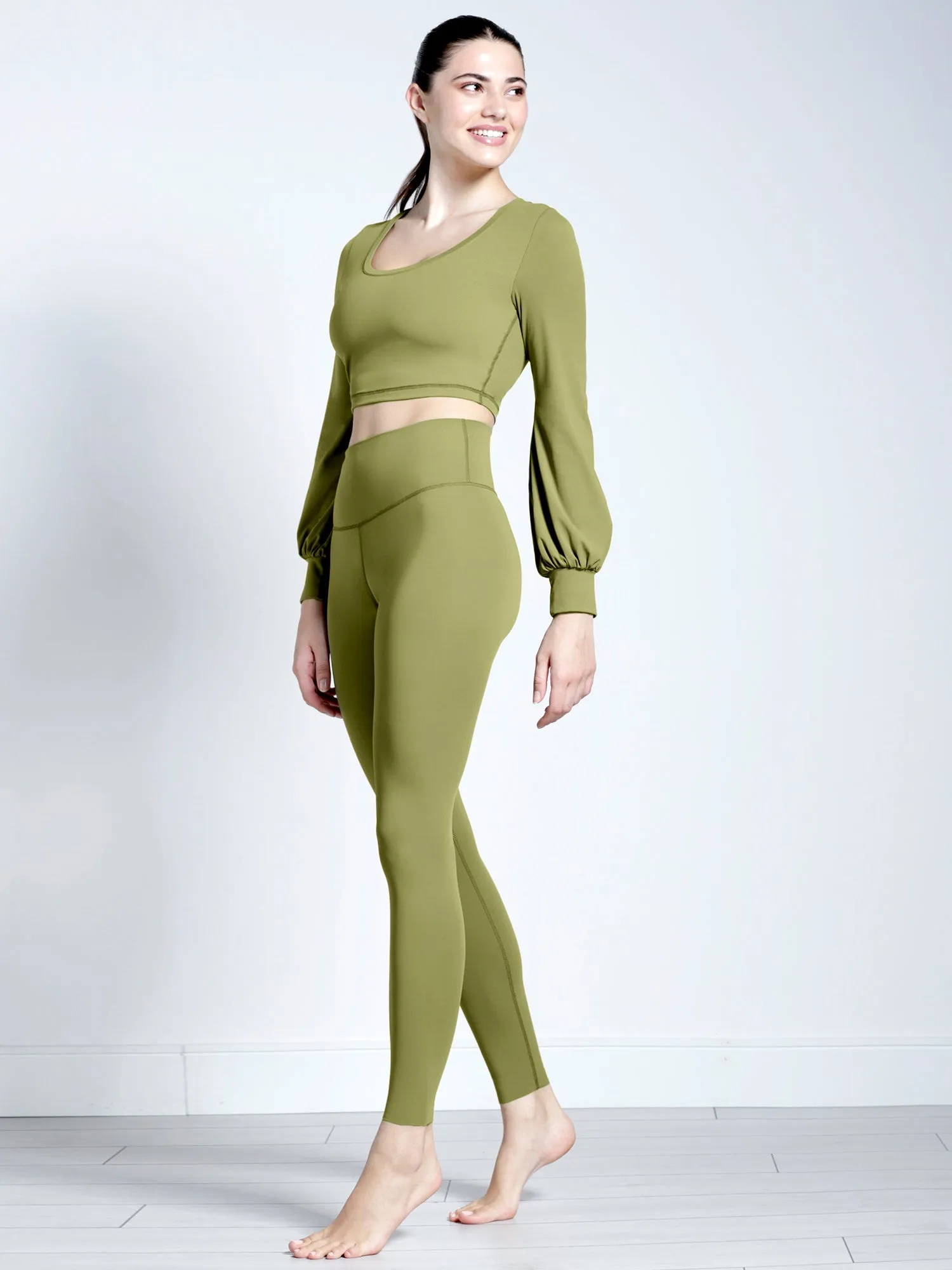 PUFF SLEEVE CROPPED TOP, MUSTARD