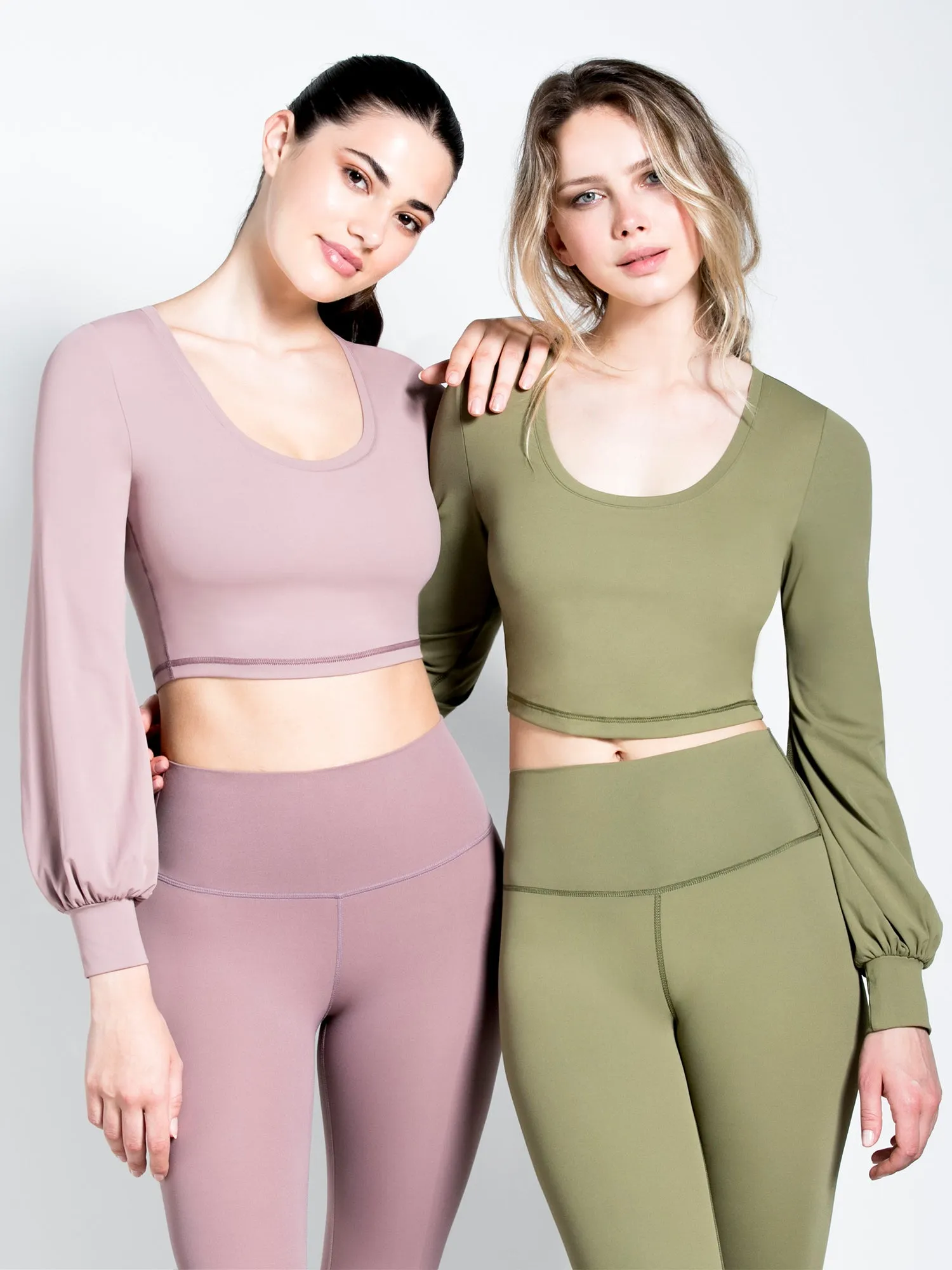 PUFF SLEEVE CROPPED TOP, SAGE