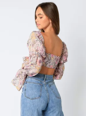 Puff Sleeve Floral Tie Top