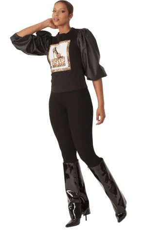Puff Sleeve Graphic Top -82051
