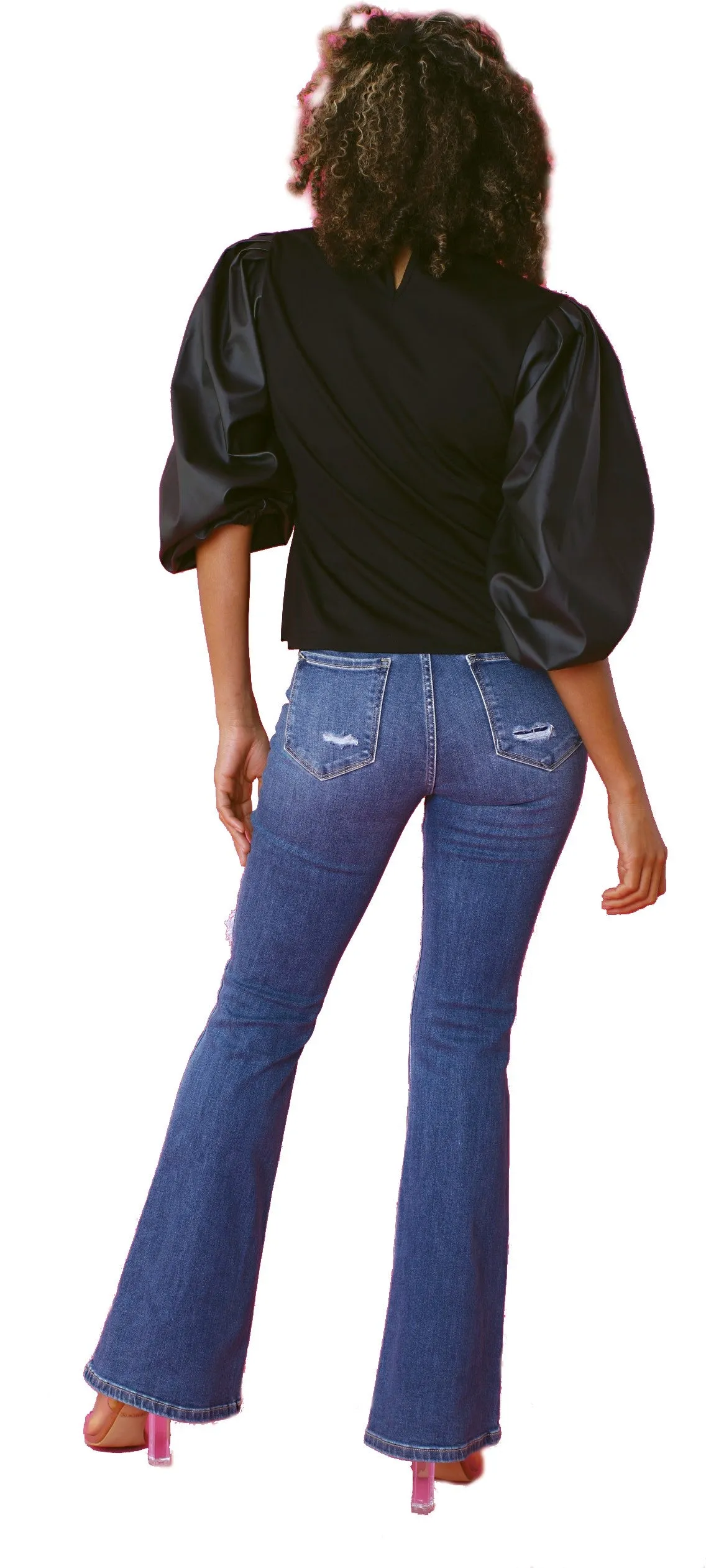 Puff Sleeve Graphic Top -82051