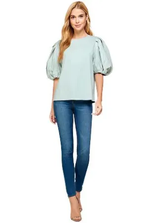 Puff Sleeve Knit Jersey Top