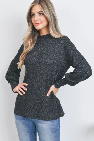 Puff Sleeve Mock Neck Top