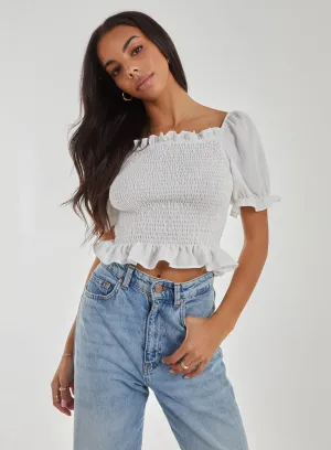 Puff Sleeve Square Neck Shirred Top