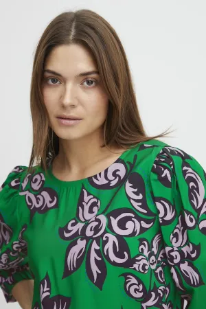 Pulz Green Printed Blouse - LI Blouse