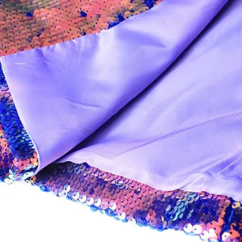 Purple Sequin Blazer with Lapel Collar and Special Design