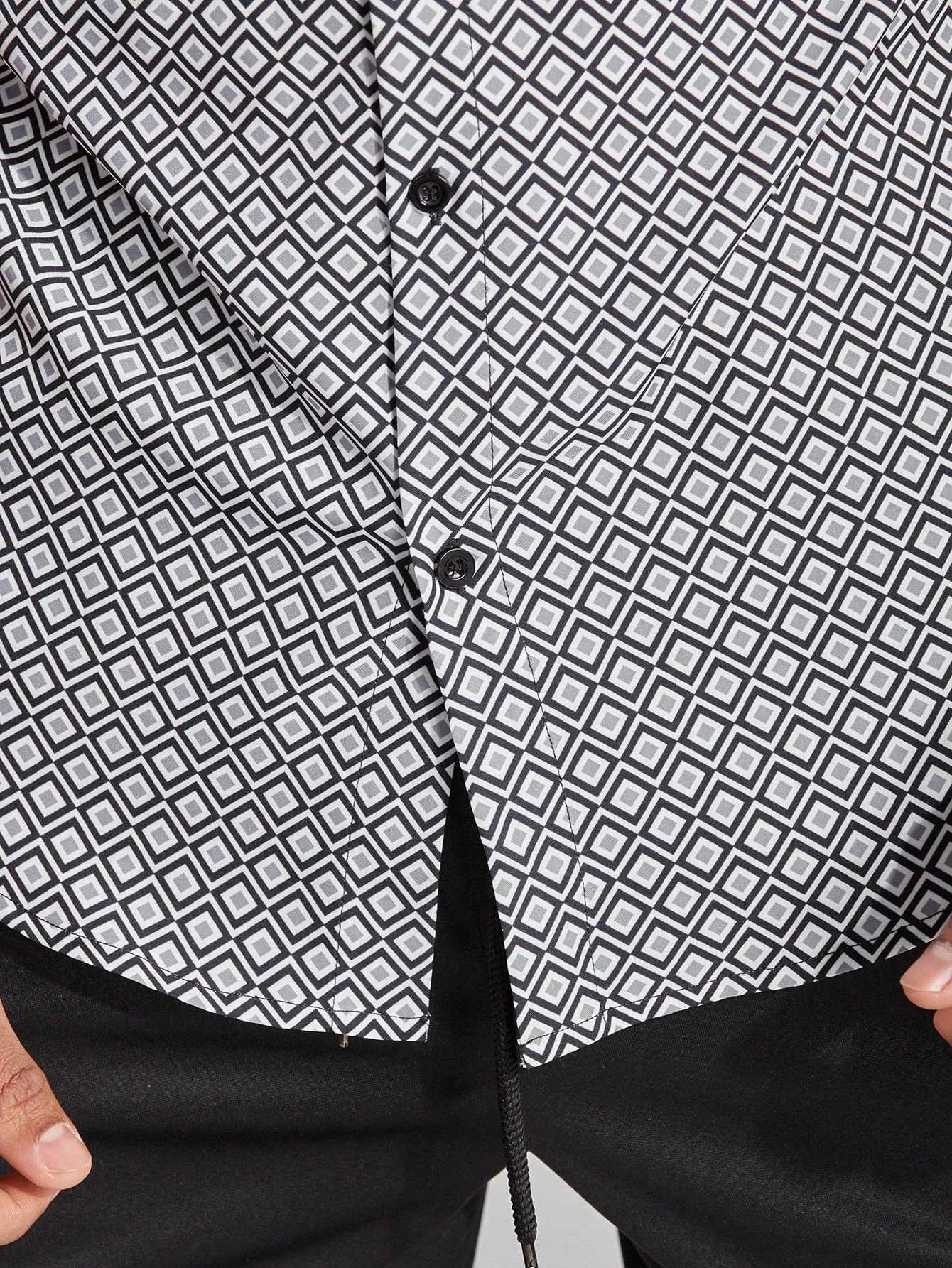 QA Homme Geometric Print Buttoned Short Sleeve Shirt Slim Fit Button Up Graphic Plaid Regular Shirts Husband