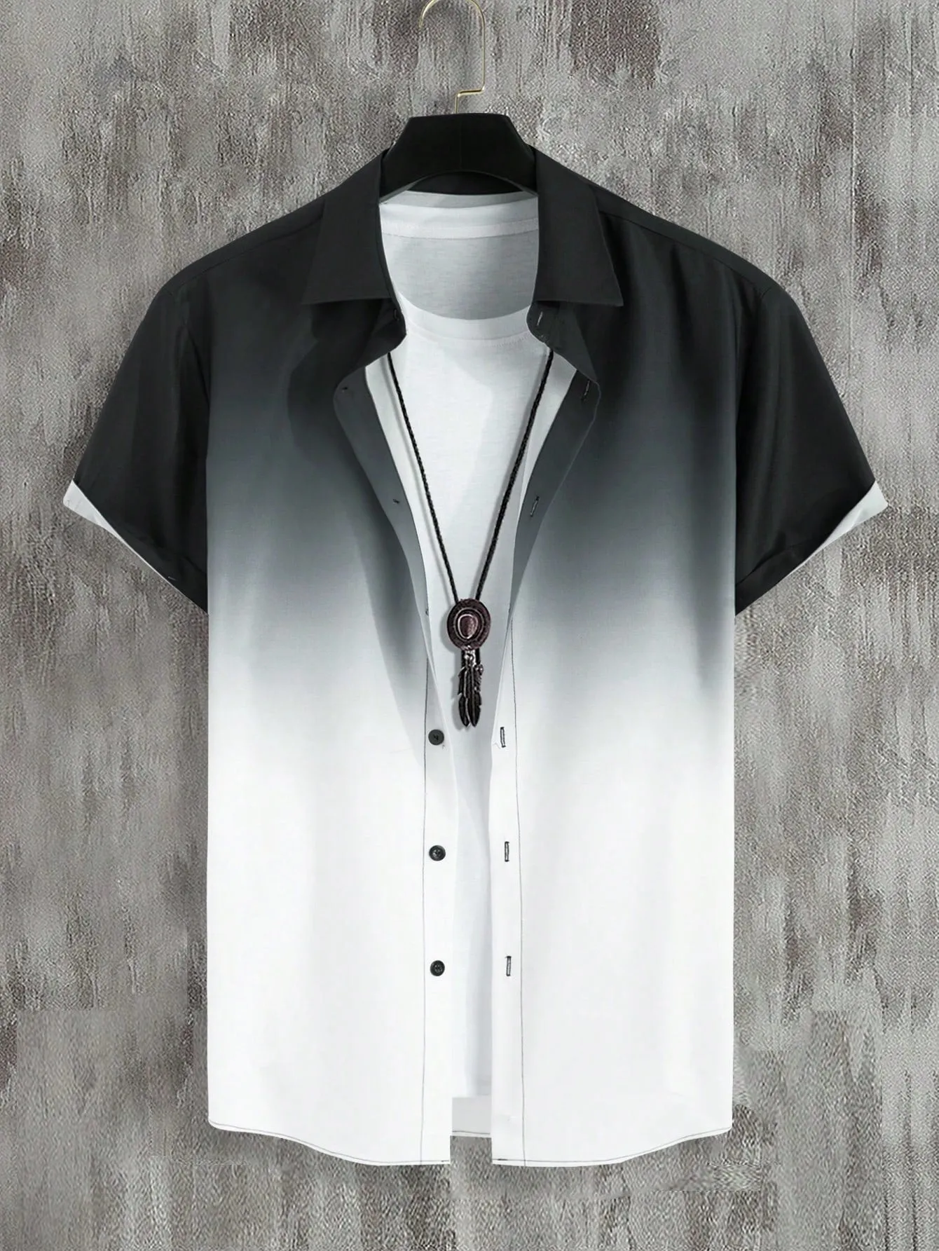 QA Homme Men Ombre Button Up Shirt Without Tee
