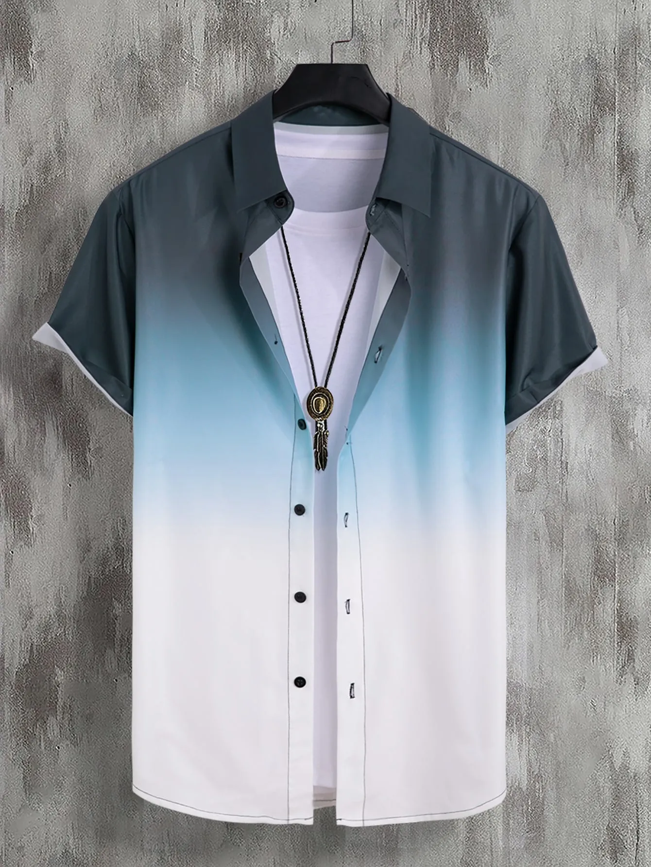 QA Homme Men Ombre Button Up Shirt Without Tee