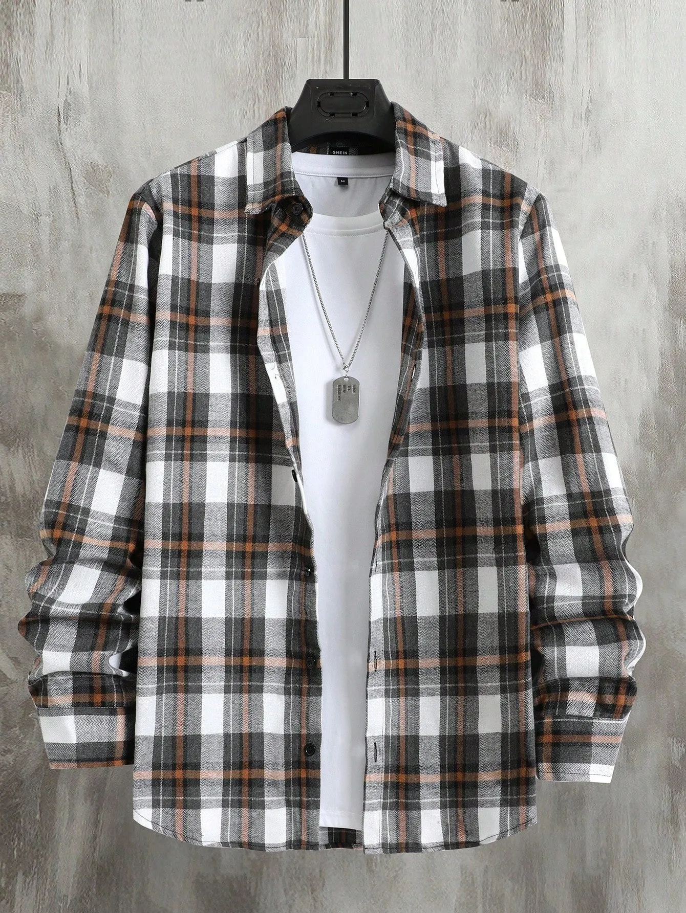 QA Homme Men Plaid Print Shirt Without Tee