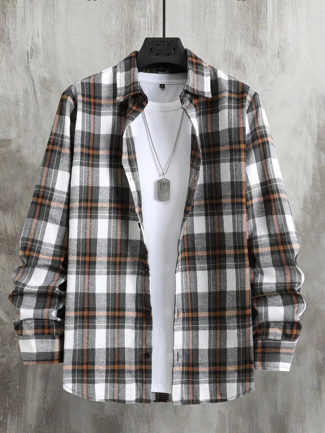 QA Homme Men Plaid Print Shirt Without Tee