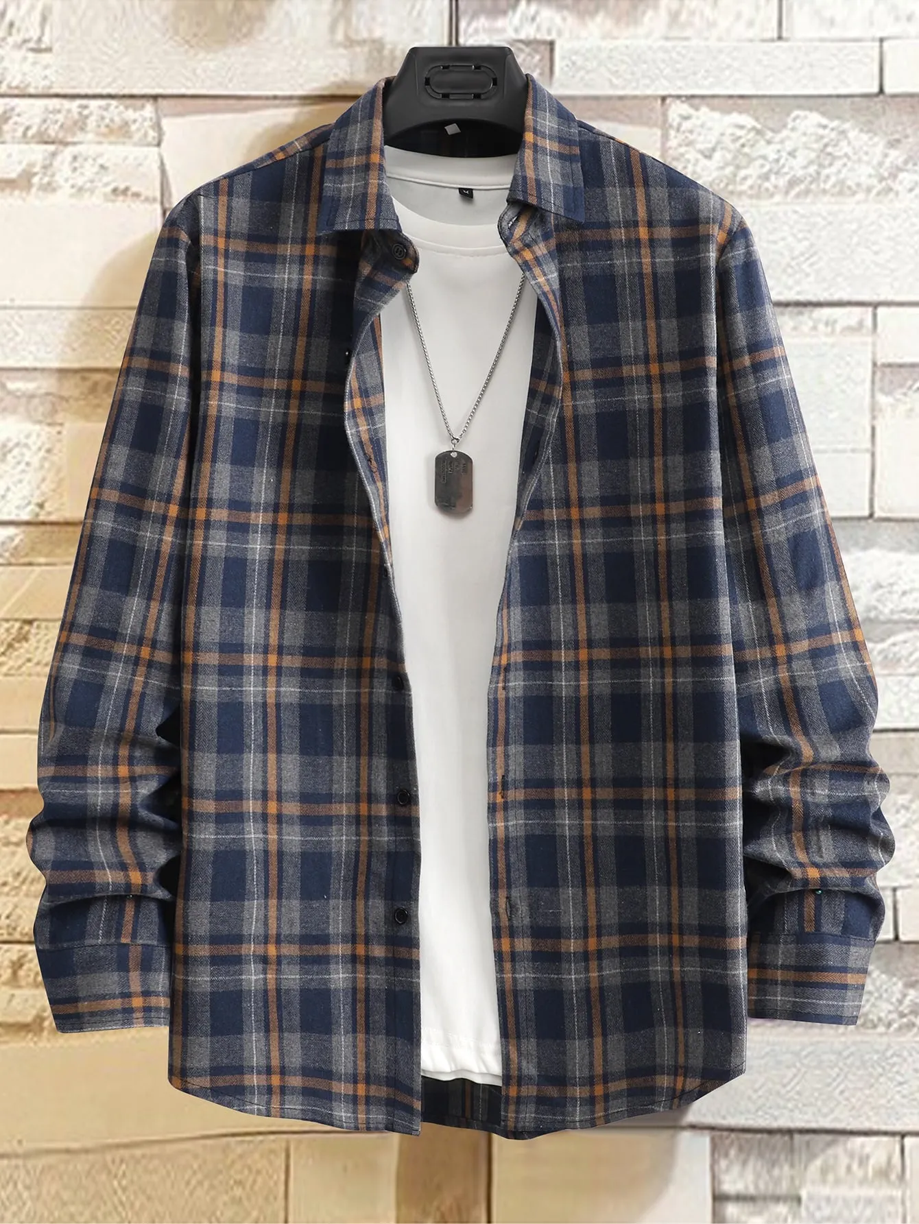 QA Homme Men Plaid Print Shirt Without Tee