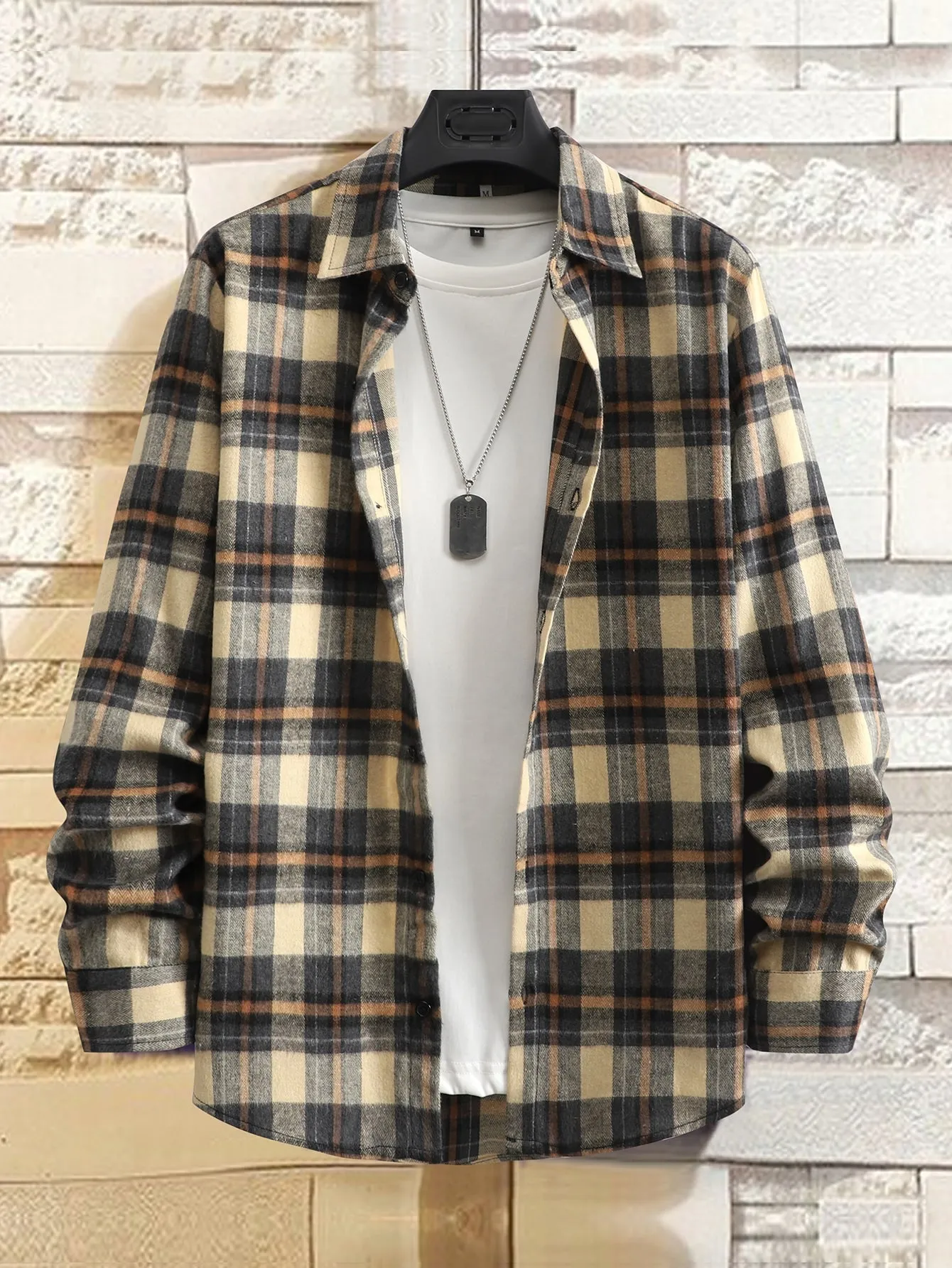 QA Homme Men Plaid Print Shirt Without Tee