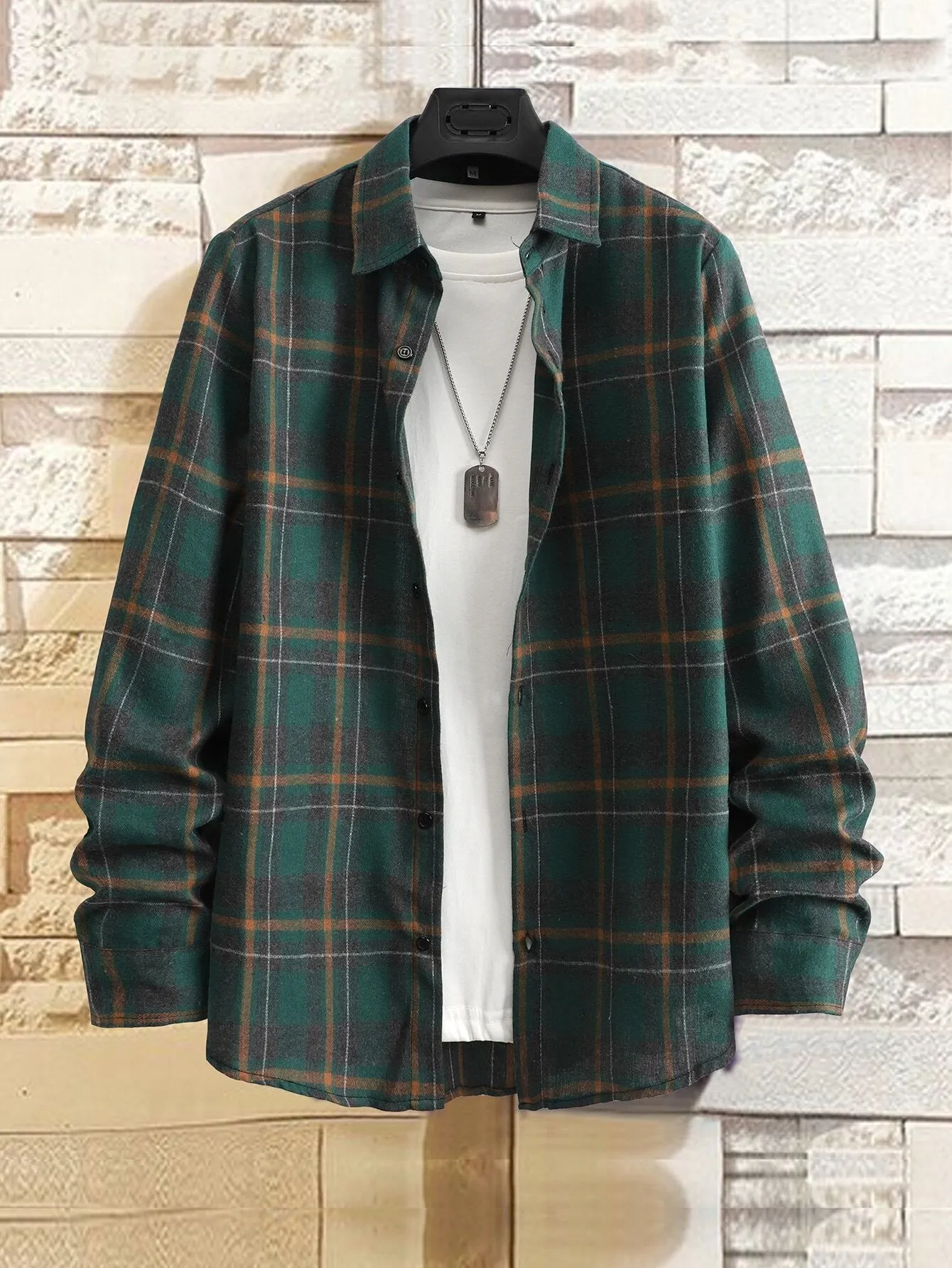 QA Homme Men Plaid Print Shirt Without Tee