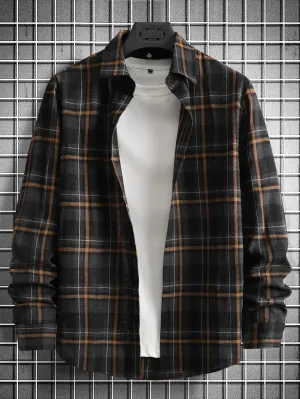 QA Homme Men Plaid Print Shirt Without Tee