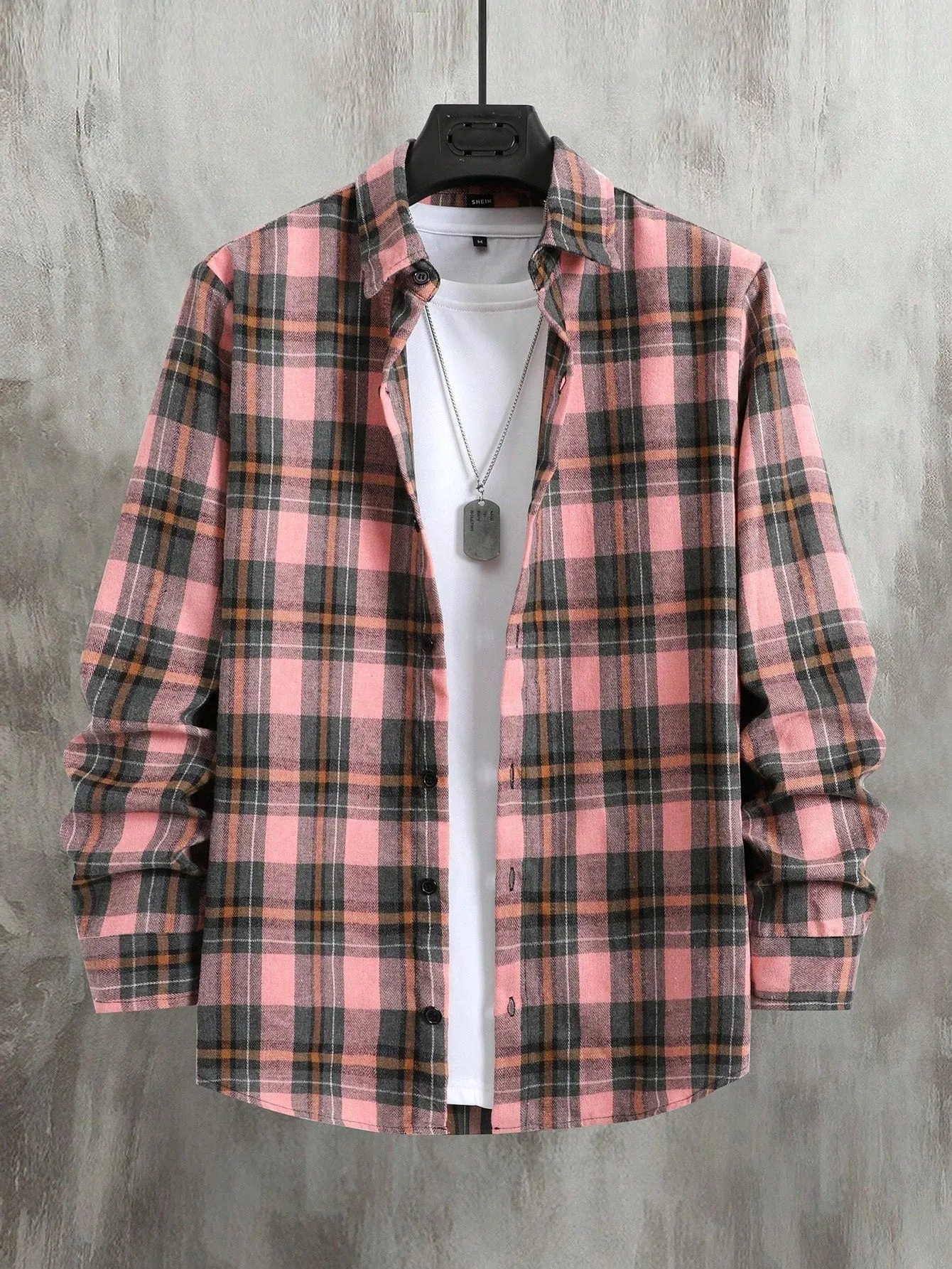 QA Homme Men Plaid Print Shirt Without Tee