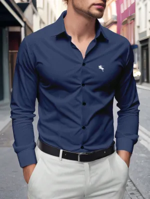 QA Homme Men's Long Sleeve Horse Riding Printed Casual Shirt For Spring And Summer