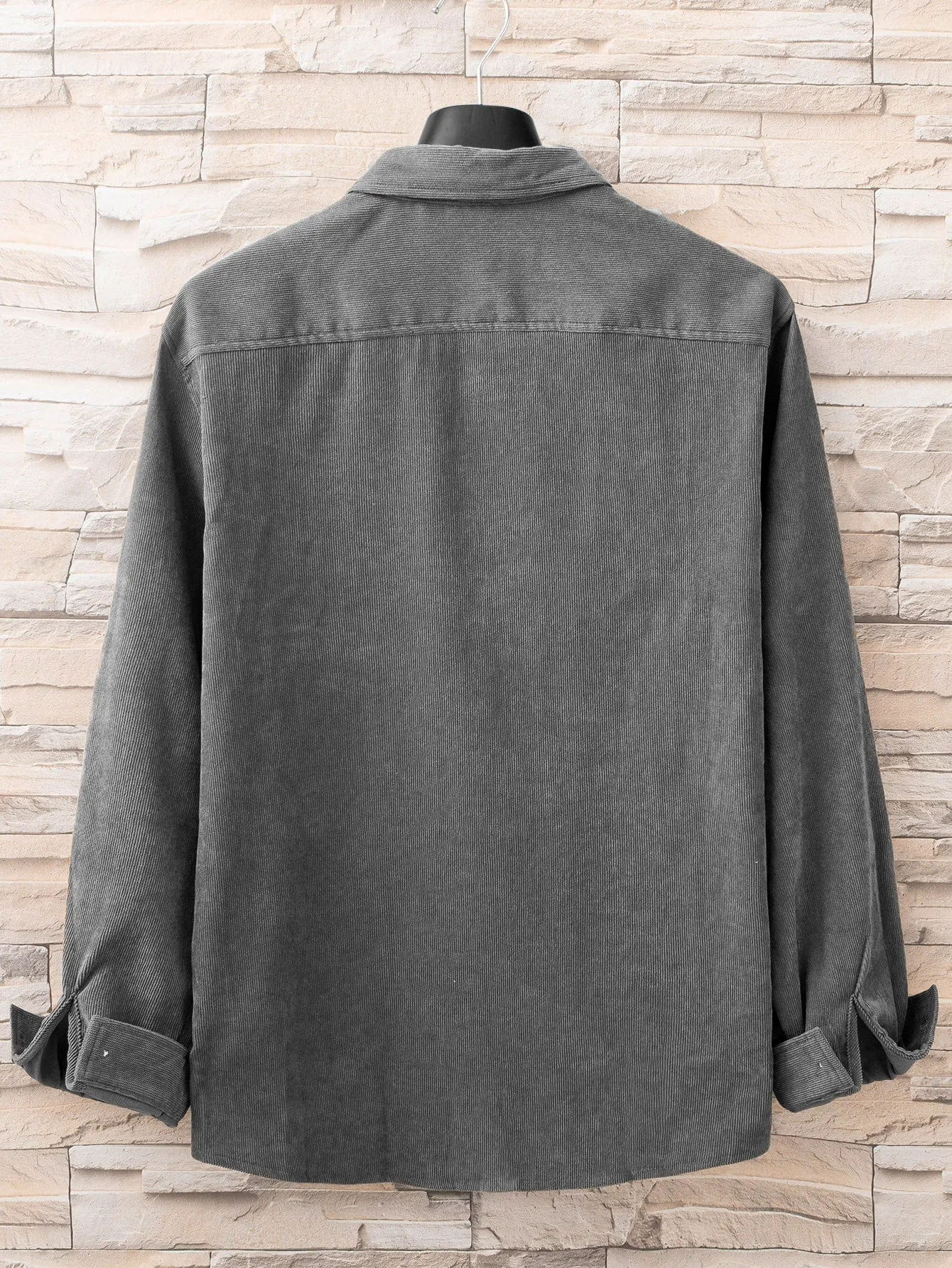 QA Hypemode Men Letter Patched Detail Corduroy Shirt Without Tee