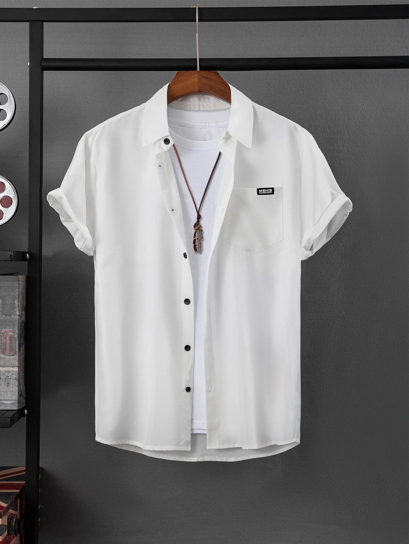 QA Hypemode Men Letter Patched Detail Shirt Without Tee