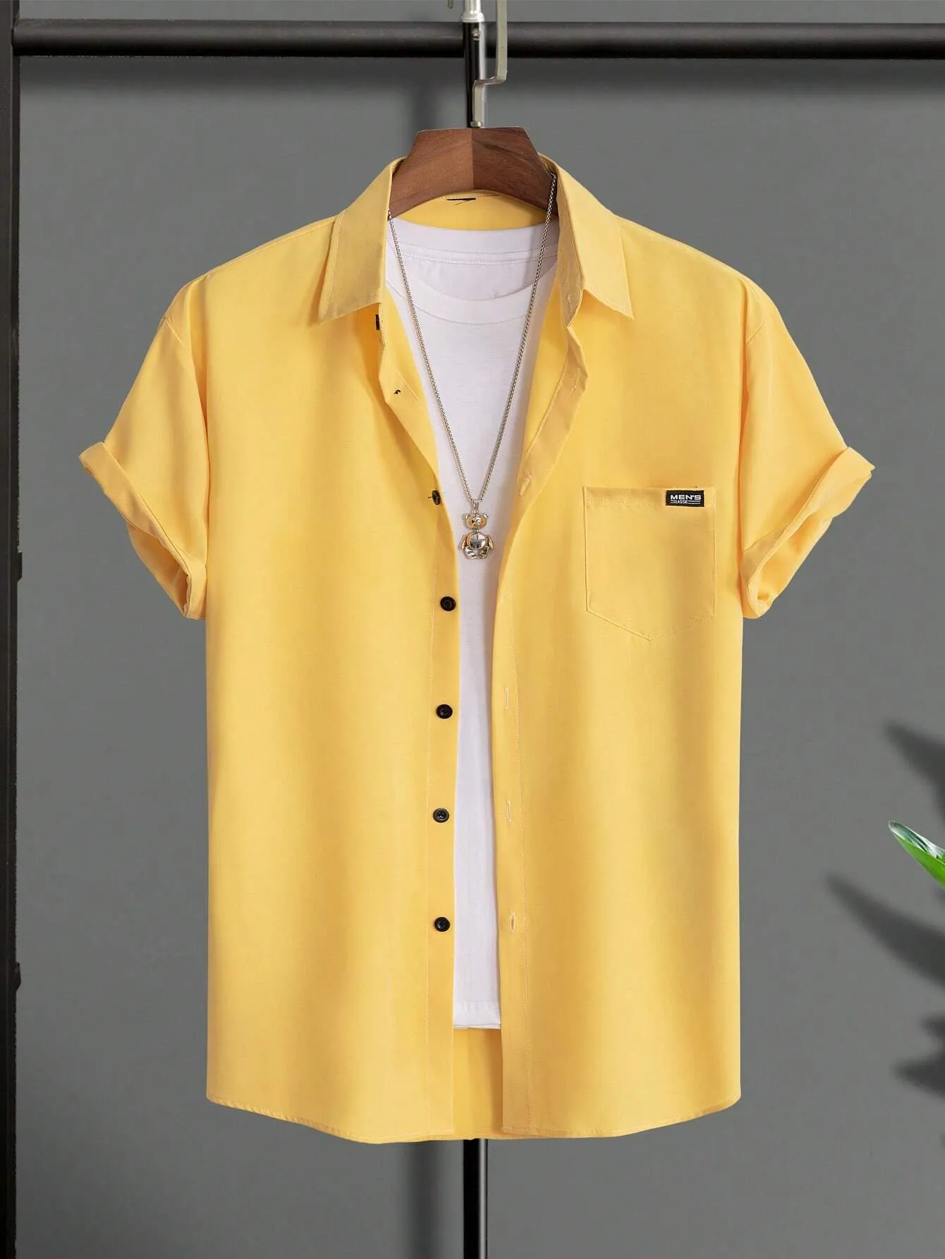 QA Hypemode Men Letter Patched Detail Shirt Without Tee